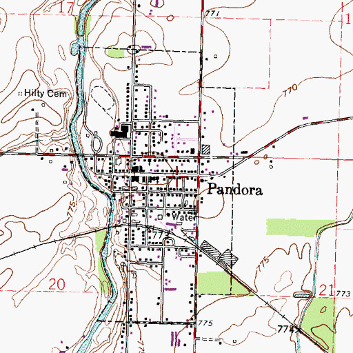 Topographic Map of Village of Pandora, OH