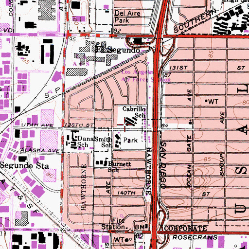 Topographic Map of Cabrillo School, CA