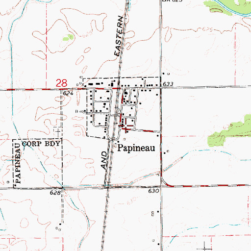 Topographic Map of Village of Papineau, IL