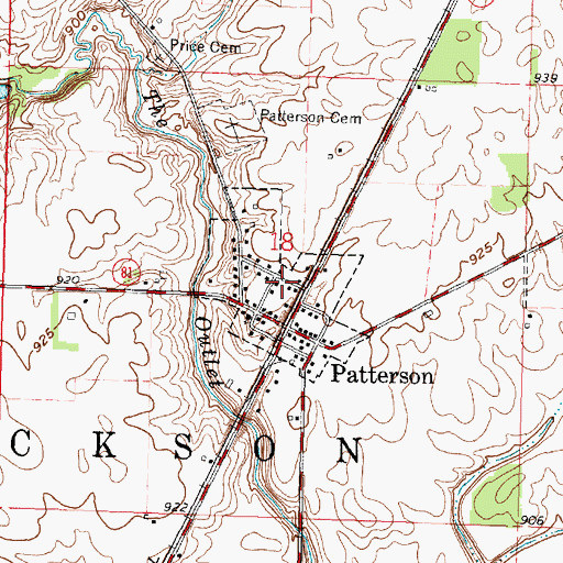 Topographic Map of Village of Patterson, OH