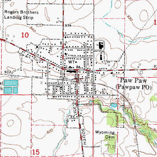 Topographic Map of Village of Paw Paw, IL
