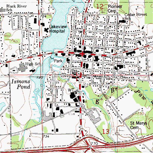 Topographic Map of Village of Paw Paw, MI