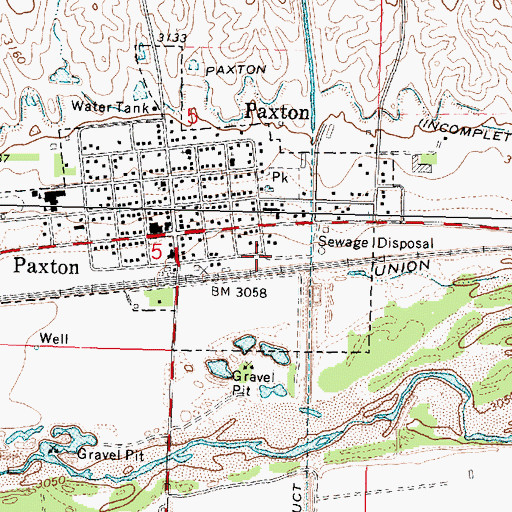 Topographic Map of Village of Paxton, NE