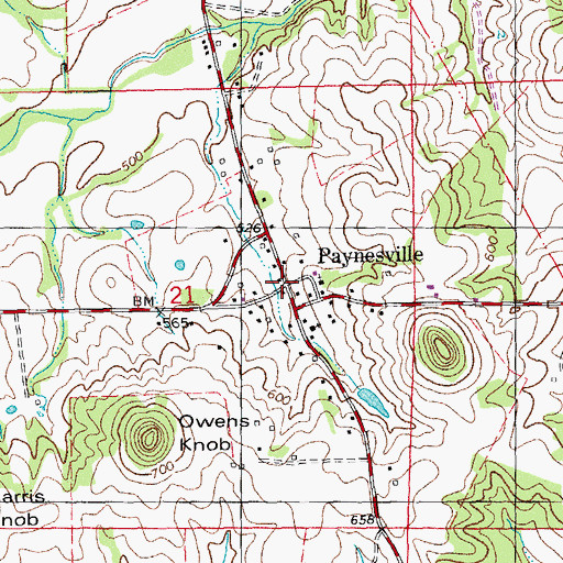 Topographic Map of Village of Paynesville, MO