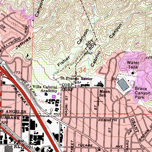 Topographic Map of Cabrini Canyon, CA
