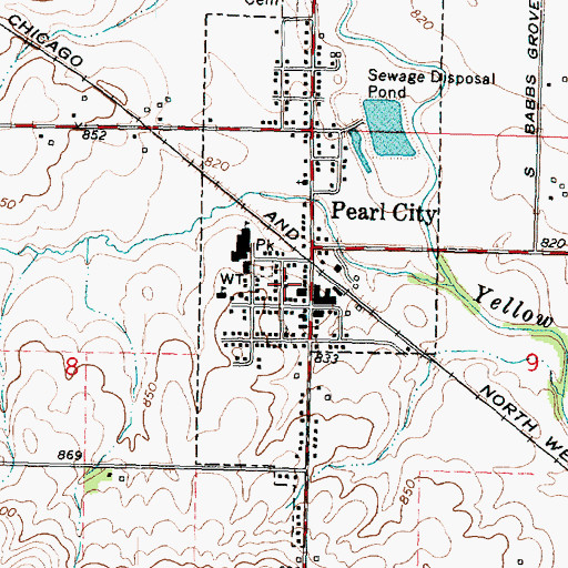 Topographic Map of Village of Pearl City, IL