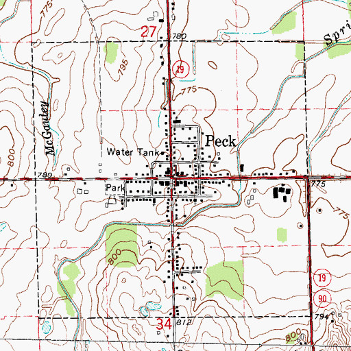 Topographic Map of Village of Peck, MI