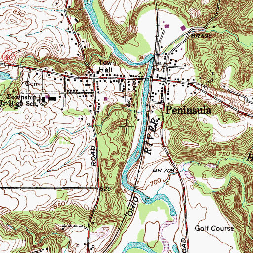 Topographic Map of Village of Peninsula, OH