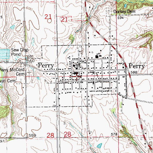 Topographic Map of Village of Perry, IL