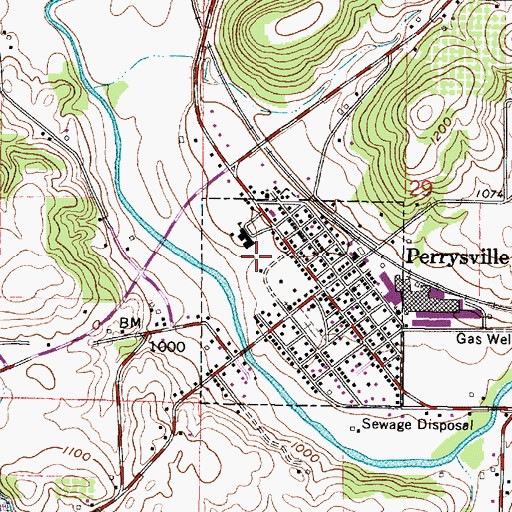 Topographic Map of Village of Perrysville, OH