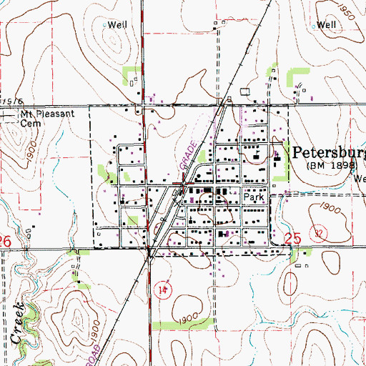 Topographic Map of Village of Petersburg, NE