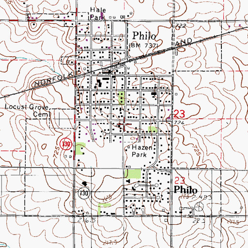 Topographic Map of Village of Philo, IL