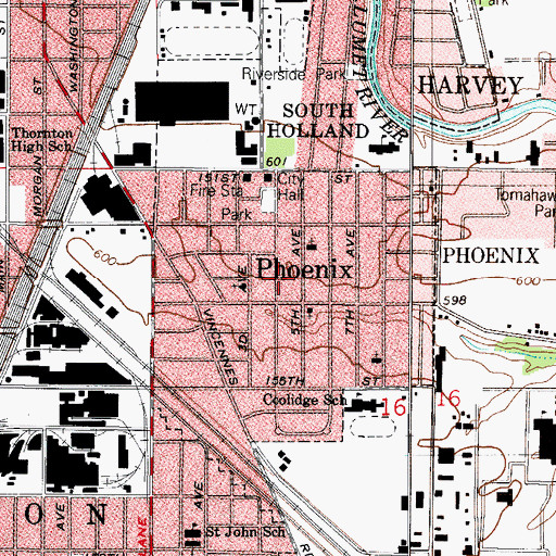 Topographic Map of Village of Phoenix, IL