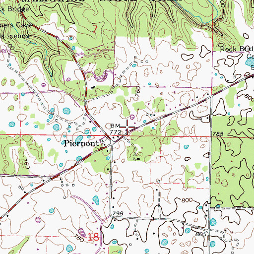 Topographic Map of Village of Pierpont, MO