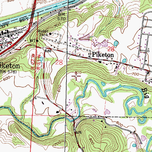 Topographic Map of Village of Piketon, OH