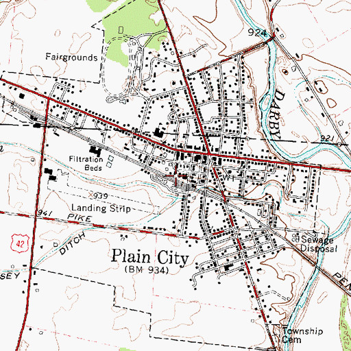 Topographic Map of Village of Plain City, OH
