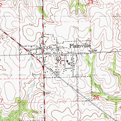 Topographic Map of Village of Plainville, IL