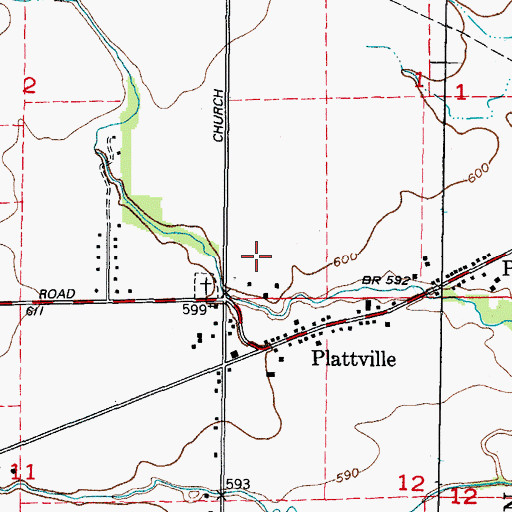 Topographic Map of Village of Plattville, IL