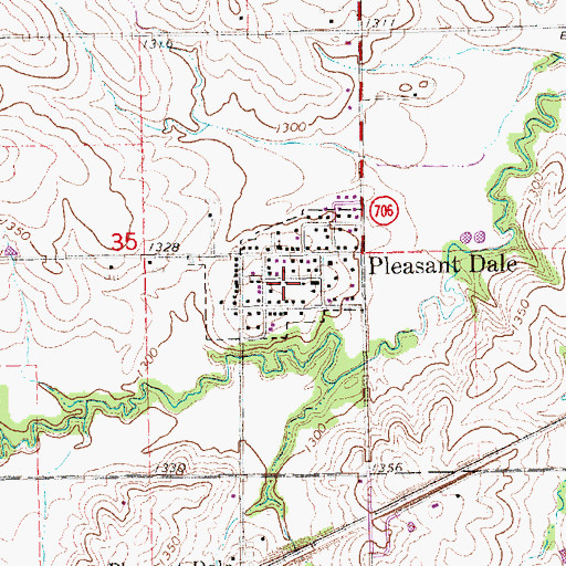 Topographic Map of Village of Pleasant Dale, NE