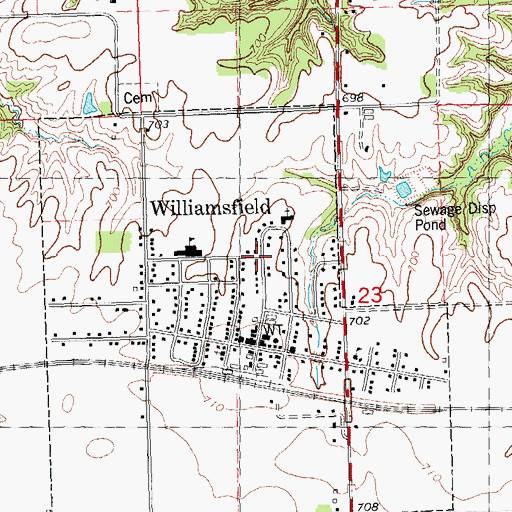 Topographic Map of Village of Williamsfield, IL
