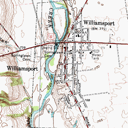 Topographic Map of Village of Williamsport, OH