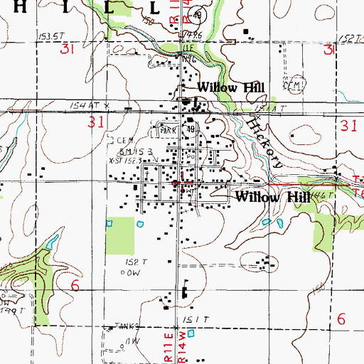 Topographic Map of Village of Willow Hill, IL