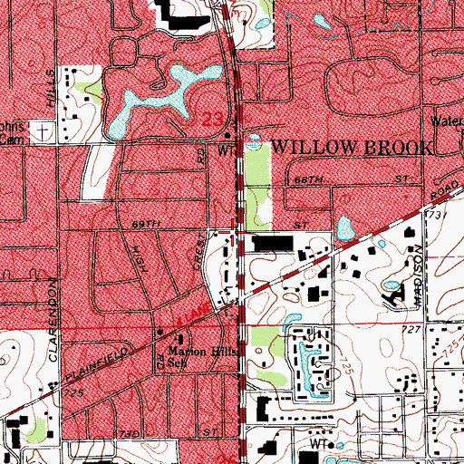 Topographic Map of Village of Willowbrook, IL