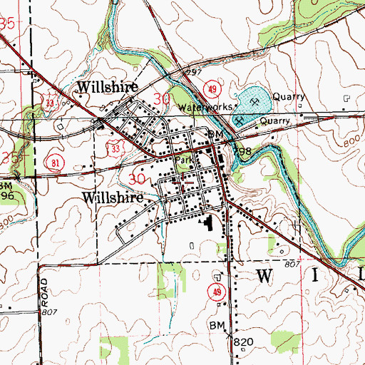 Topographic Map of Village of Willshire, OH