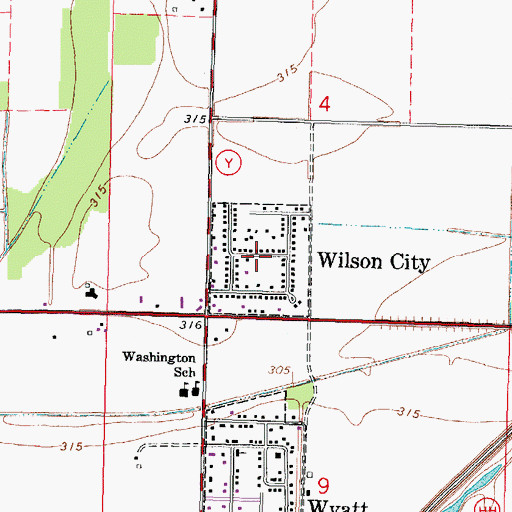 Topographic Map of Village of Wilson City, MO