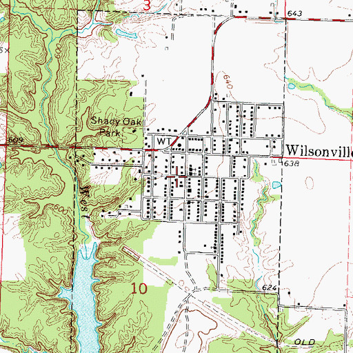 Topographic Map of Village of Wilsonville, IL
