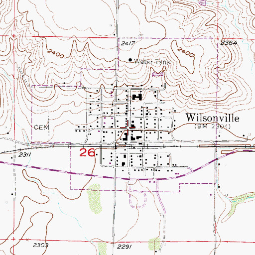 Topographic Map of Village of Wilsonville, NE