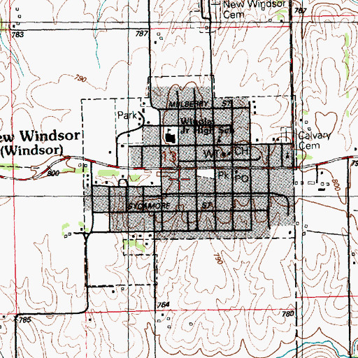 Topographic Map of Village of Windsor, IL
