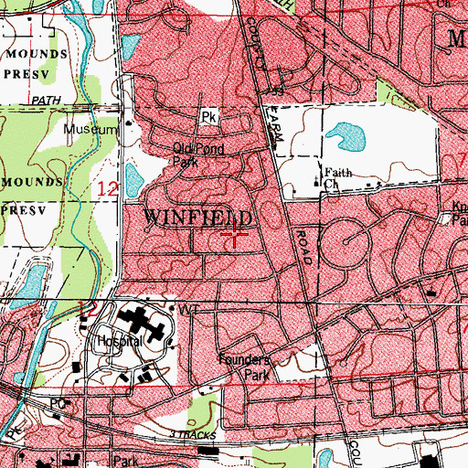 Topographic Map of Village of Winfield, IL