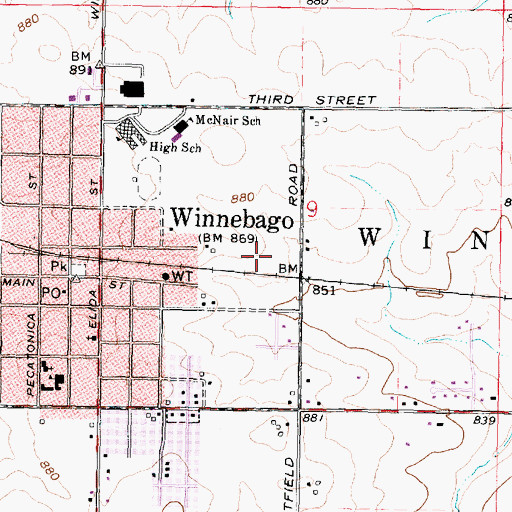 Topographic Map of Village of Winnebago, IL