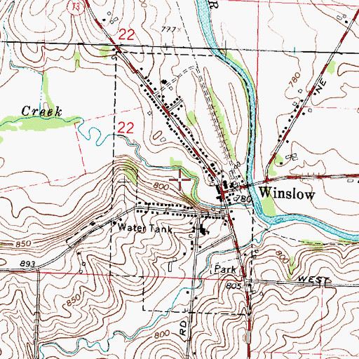 Topographic Map of Village of Winslow, IL