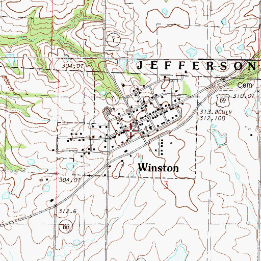 Topographic Map of Village of Winston, MO