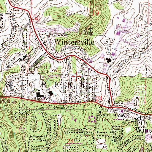 Topographic Map of Village of Wintersville, OH