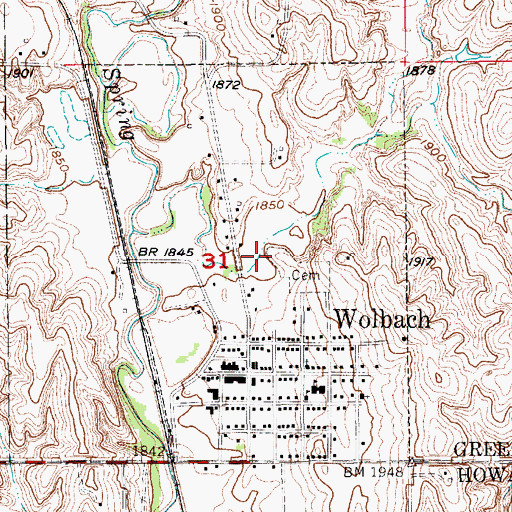 Topographic Map of Village of Wolbach, NE