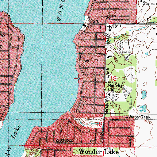 Topographic Map of Village of Wonder Lake, IL