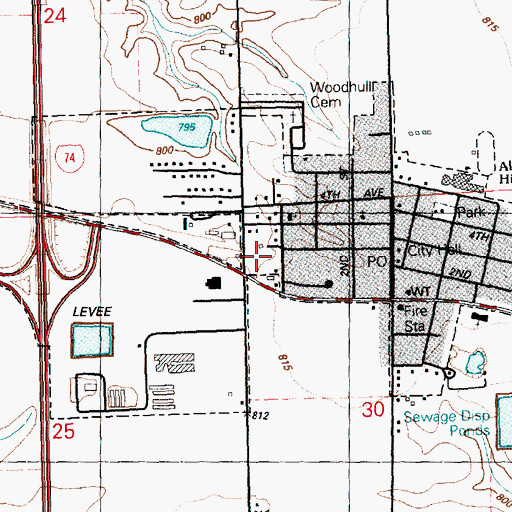 Topographic Map of Village of Woodhull, IL
