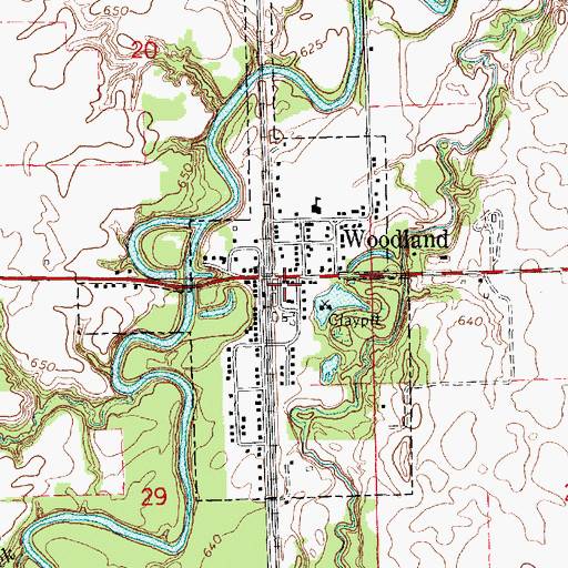 Topographic Map of Village of Woodland, IL