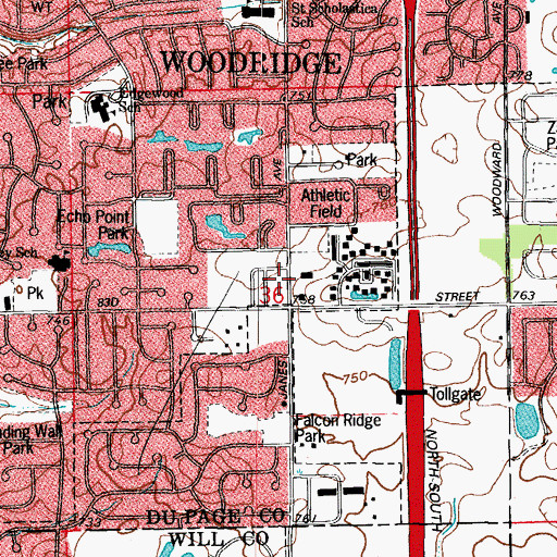 Topographic Map of Village of Woodridge, IL