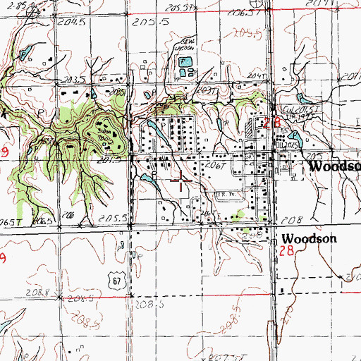 Topographic Map of Village of Woodson, IL
