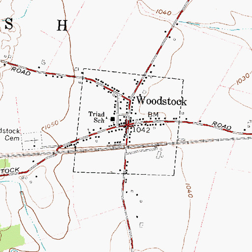 Topographic Map of Village of Woodstock, OH