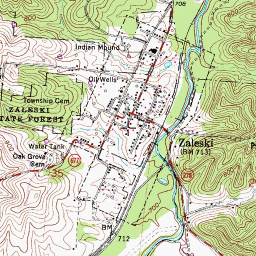 Topographic Map of Village of Zaleski, OH