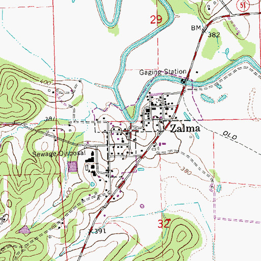 Topographic Map of Village of Zalma (historical), MO
