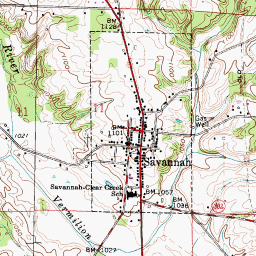 Topographic Map of Village of Savannah, OH