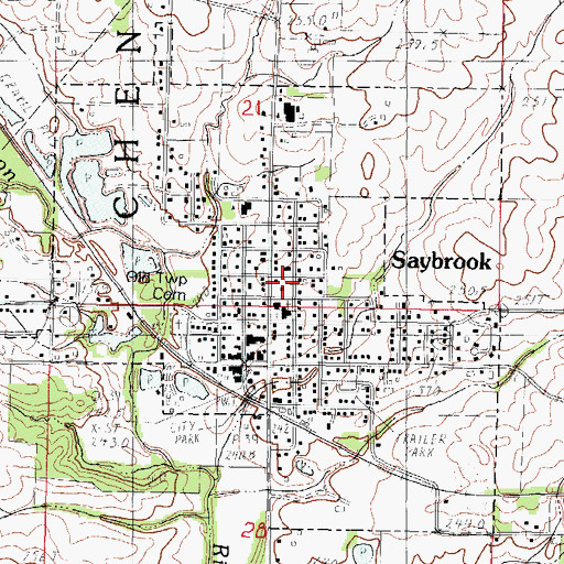 Topographic Map of Village of Saybrook, IL