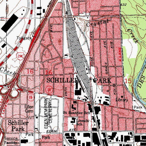 Topographic Map of Village of Schiller Park, IL