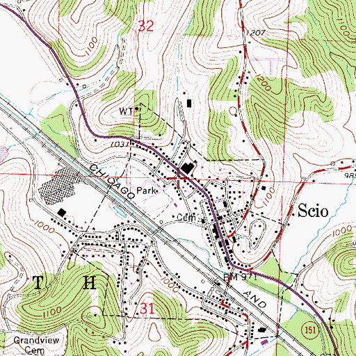Topographic Map of Village of Scio, OH